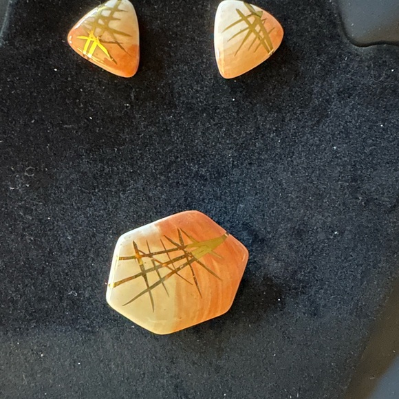 Elegant Orange and Gold Jewelry Set - Picture 1 of 1